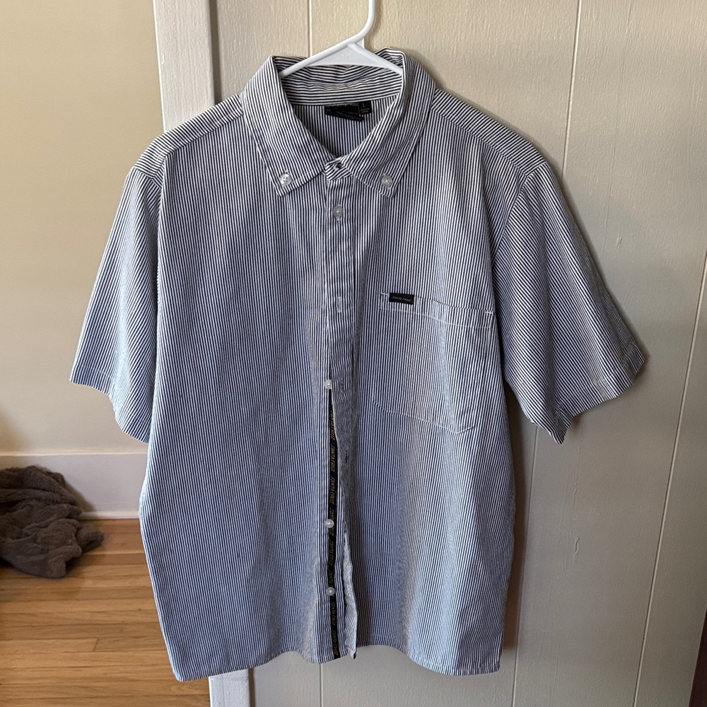 Men's Short Sleeve Santa Cruz Button Down - Light Blue Stripe